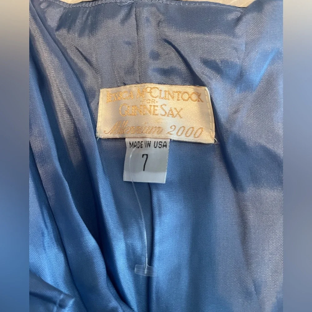 Jessica McClintock for Gunne Sax Millennium 2000 blue strapless formal gown 7 - Picture 2 of 6